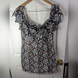 Pretty little things Mini Dress In  black ,white ,beige Lace Bardot size 10